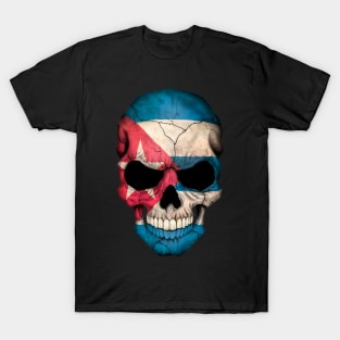 Cuban Flag Skull Floral Skeleton T-Shirt